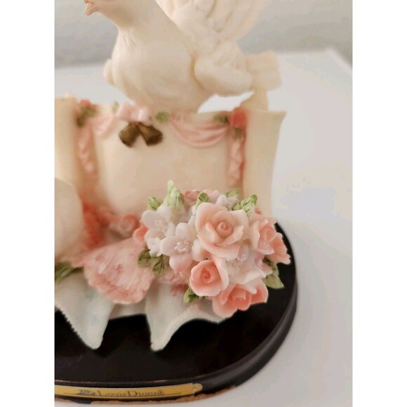2Vintage Louis Dionne Doves and Roses Figurine On A Wood Stand Wood Has Peeling - Picture 3 of 11